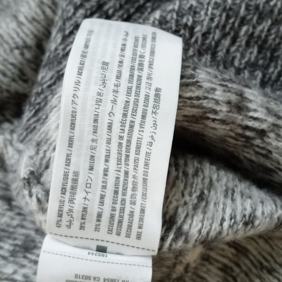 Abercrombie & Fitch Grey & Winter White Wool Nylon Open Long Sleeve Cardigan M/L - Picture 4 of 9